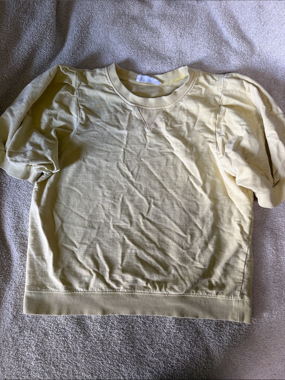 Double Zero Puff Sleeve Short-Sleeve Tee - Pale Yellow